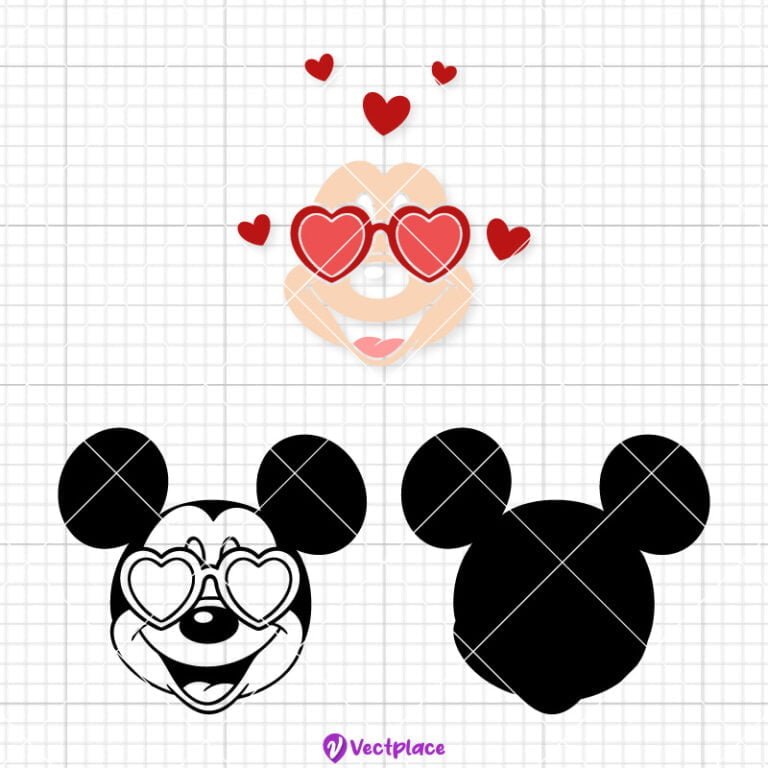 Mickey Mouse Svg Mickey With Glasses Svg Valentine S Day Svg Cut