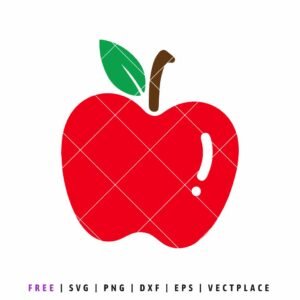 Free apple SVG cut file with red apple illustration for Cricut and Silhouette projects
