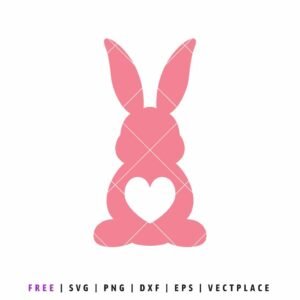 Free Easter bunny SVG with heart cut file for Cricut and Silhouette Easter crafts