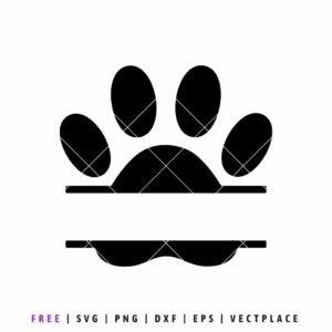 Free paw monogram SVG cut file for Cricut, dog and cat paw print design