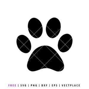 Free paw print SVG cut file for Cricut, simple dog and cat paw design