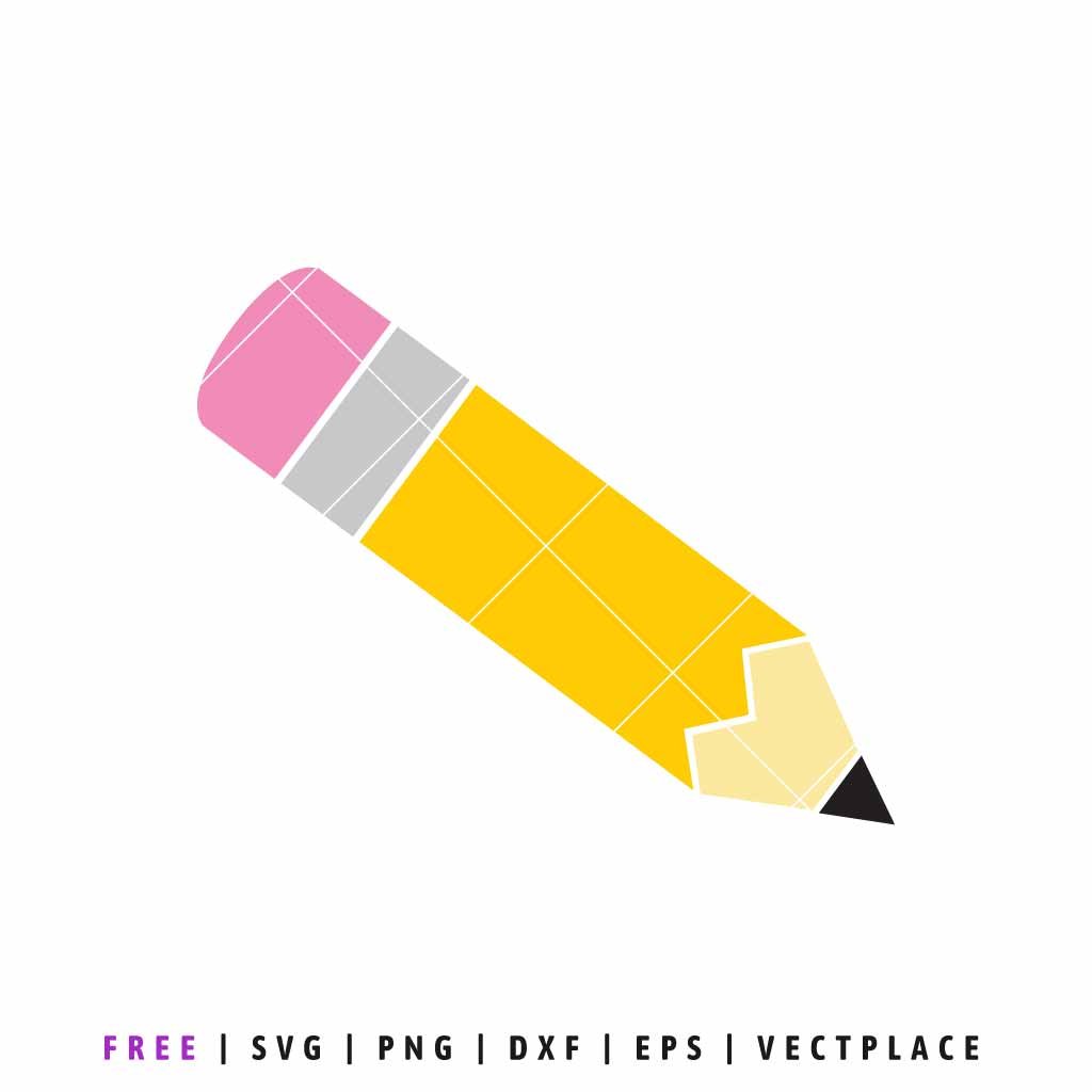 Free pencil SVG cut file for Cricut and Silhouette, school and back to school craft design
