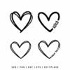 Hand drawn heart outline SVG set with customizable love designs for Cricut and Silhouette