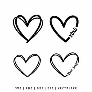 Hand drawn heart outline SVG set with customizable love designs for Cricut and Silhouette
