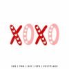 XOXO Valentine’s Day SVG with heart pattern lettering for Cricut and Silhouette crafts