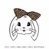 Free Easter bunny SVG with leopard bow cut file for Cricut and Silhouette