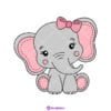 Cute Baby Elephant with Bow SVG