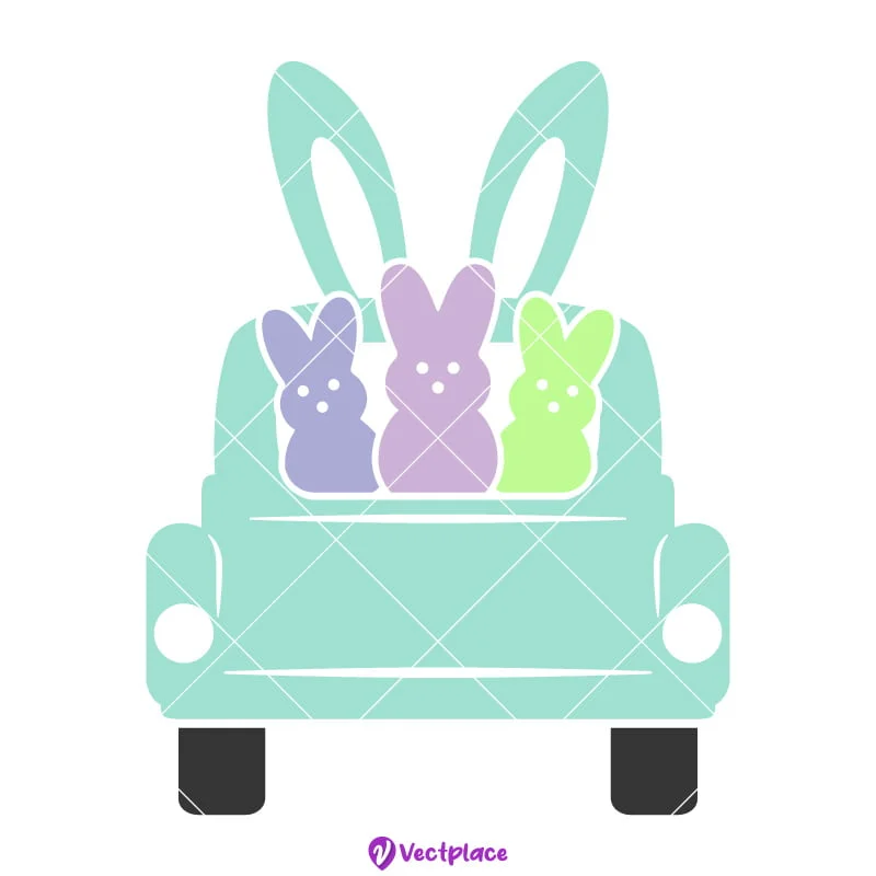 Easter Vintage Old Truck With Bunnys SVG | Easter SVG - Vectplace