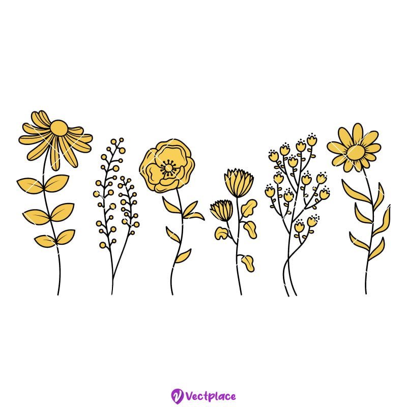 Yellow floral Stickers for Cricut Print and Cut