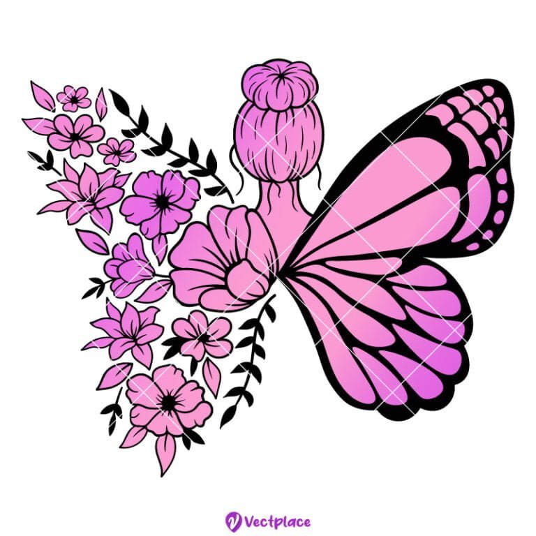 Floral Butterfly Svg, Floral Woman Svg, Flower Svg, Cut File, Cricut