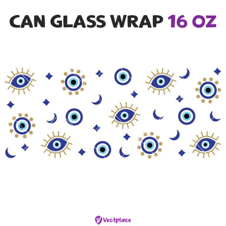 Evil Eye Can Glass Wrap 16 oz Svg, Turkish Eye Svg, Cut File, Cricut