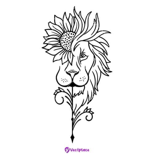 Lion With Sunflower Svg, Lion Svg, Sunflower Svg, Cut File, Cricut, Png