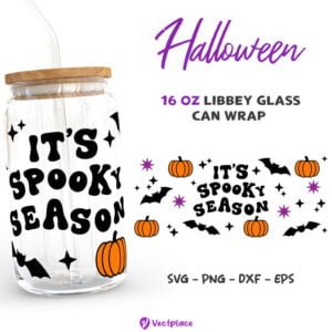 It's Spooky Season Svg, Halloween Svg for Libbey 16oz Can Glass