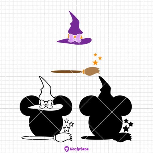 Minnie Mouse Witch Svg, Minnie Witch Hat Svg, Halloween Svg, Cut File