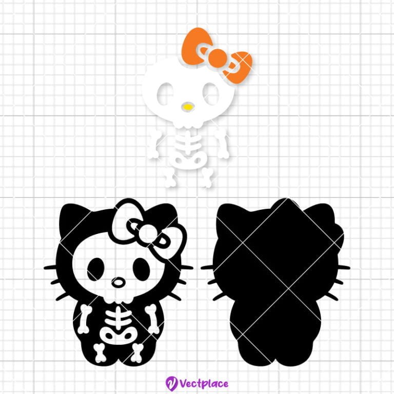 Hello Kitty Skeleton Svg, Halloween Svg, Cut File, Cricut, Png, Vector