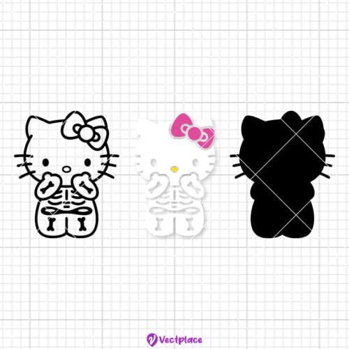 Hello Kitty Skeleton Svg, Halloween Svg, Cut File, Cricut, Png, Vector