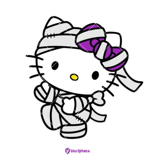 Hello Kitty Mummy Svg, Halloween Svg, Cut File, Cricut, Png, Vector