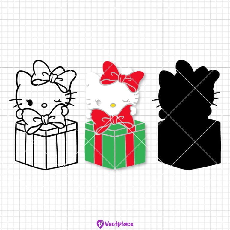 Hello Kitty With Christmas Present Svg Christmas Svg Cut File Cricut Png Vector Vectplace 1966