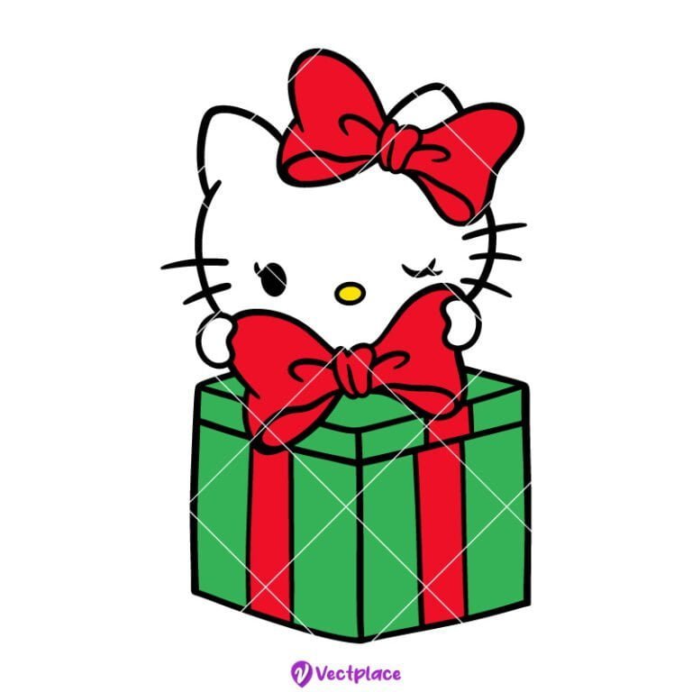 Hello Kitty With Christmas Present Svg, Christmas Svg, Cut File, Cricut