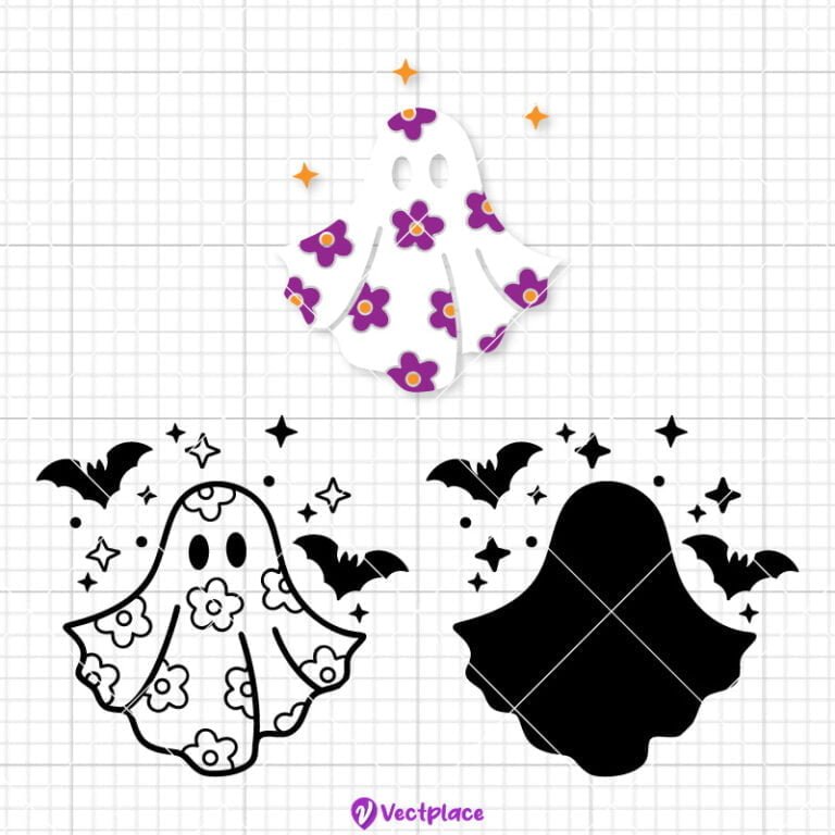 Floral Ghost Svg, Ghost with Flowers Svg, Halloween Svg, Cut File