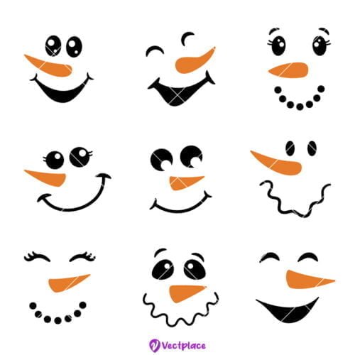 Snowman Face Bundle Svg, Christmas Svg, Cut File, Cricut, Png, Vector ...