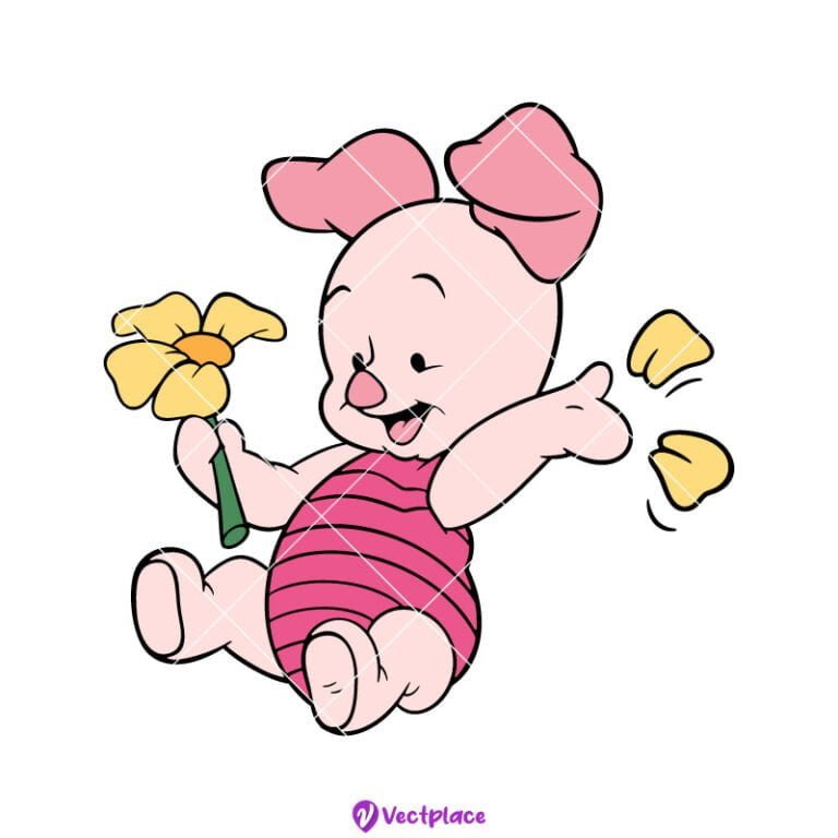 Cool Baby Piglet Winnie The Pooh Flower Coloring Page | Baby Disney