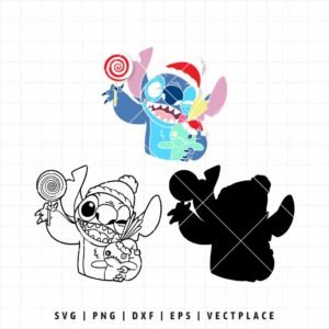 Alternative view of Christmas Stitch with Santa Hat and Candy SVG PNG | Holiday Cut File for Cricut and Silhouette