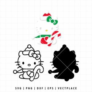 Alternative view of Hello Kitty Christmas Candy Cane SVG PNG | Sanrio Cut File for Cricut & Silhouette