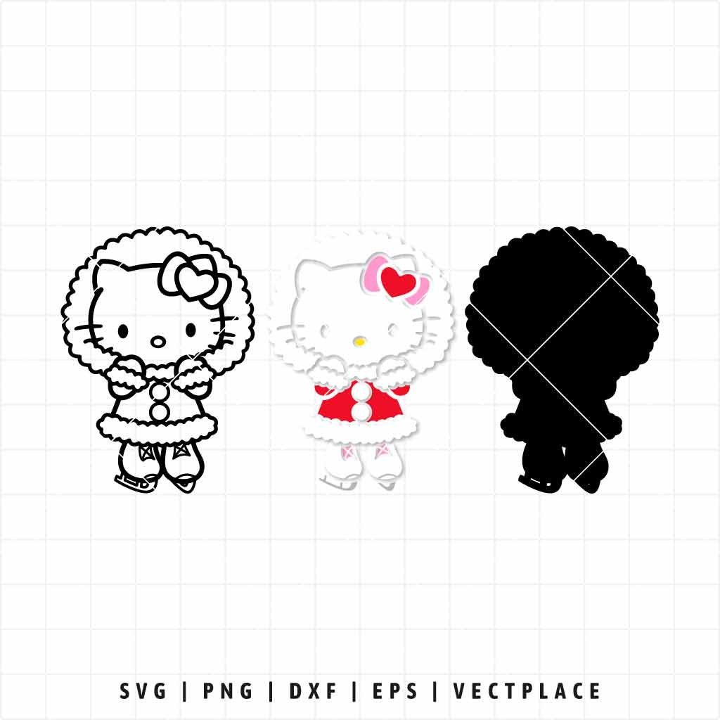 Hello Kitty Ice Skating Christmas SVG - Image 2