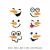 Bundle of 6 different snowman faces with various funny expressions, carrot noses, and coal eyes.