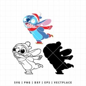 Alternative view of Stitch Ice Skating SVG PNG | Christmas Cut File for Cricut and Silhouette