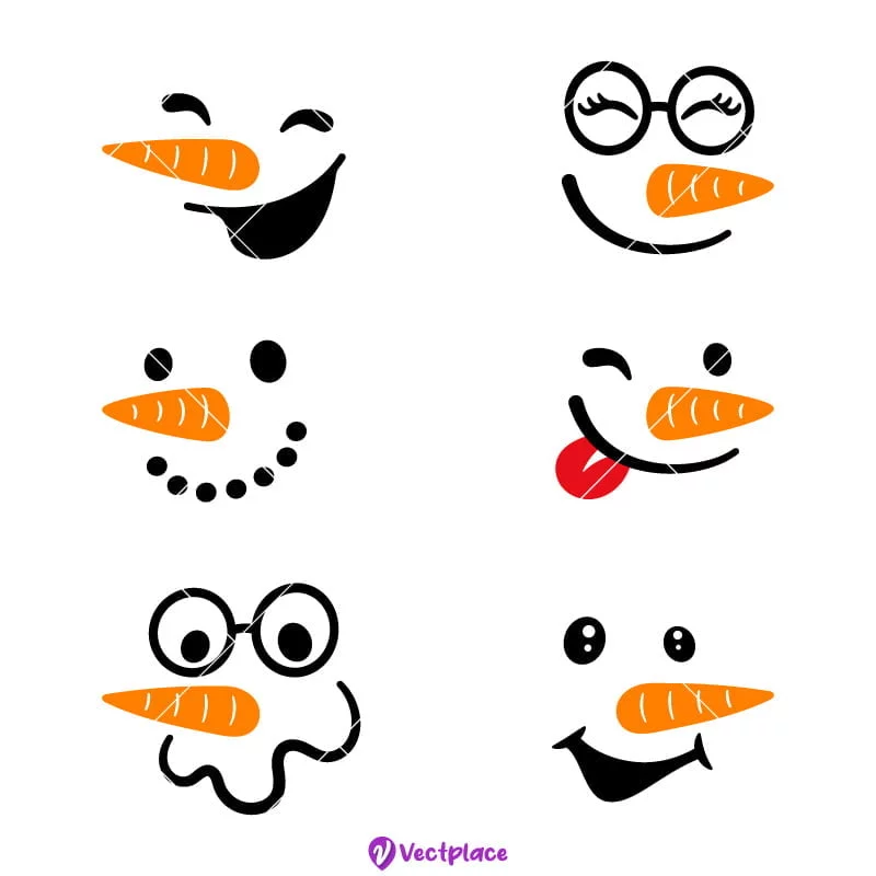 Snowman Face Bundle Svg, Christmas Svg, Cut File, Cricut, Png, Vector ...