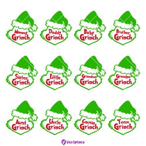 Grinch Family Svg Bundle, Christmas Svg, Cut File, Cricut, Png, Vector ...