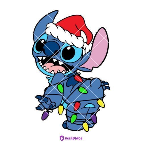 Stitch Christmas Svg, Stitch With Christmas Lights Svg, Cut File ...