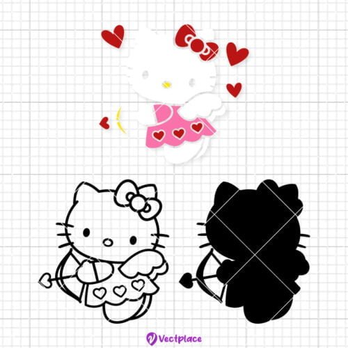 Hello Kitty Cupid Svg Valentine S Day Svg Cut File Cricut Png Vector Vectplace