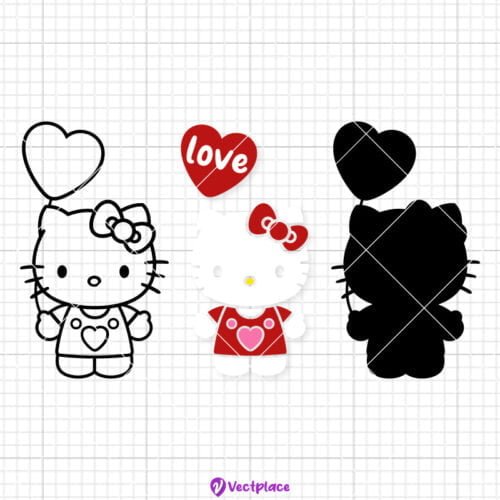 Hello Kitty Svg, Valentine's Day Svg, Cut File, Cricut, Png, Vector ...