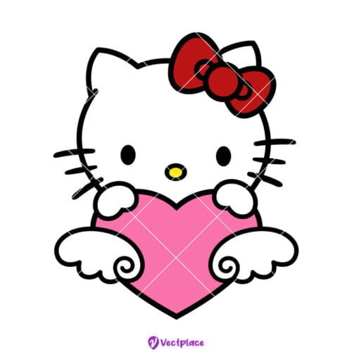 Hello Kitty Svg, Valentine's Day Svg, Cut File, Cricut, Png, Vector ...