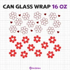 Alternative view of Heart Flowers Valentine’s Day Full Wrap SVG