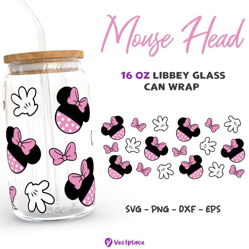 Minnie Mouse Svg for Libbey 16oz Can Glass