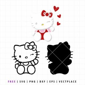 Alternative view of FREE Hello Kitty Valentine's Day SVG