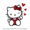 Free Hello Kitty Valentine’s Day SVG featuring a cute character with hearts, perfect for Valentine crafts and DIY projects.
