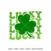 Lucky Love SVG with large shamrock for St Patrick’s Day shirt design compatible with Cricut and Silhouette