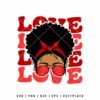 Valentine messy bun LOVE SVG with sunglasses and red accents