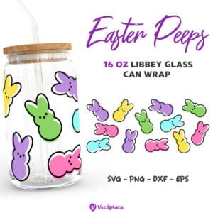 Peeps Easter Svg for Libbey 16oz Can Glass