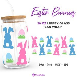 Easter Bunnies Svg for Libbey 16oz Can Glass