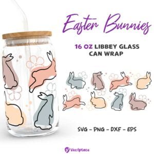 Easter Bunnies SVG for Libbey 16oz Can Glass