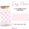 Checkered Daisy Flower Svg for Libbey 16oz Can Glass