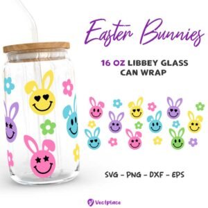 Easter Bunnies SVG for Libbey 16oz Can Glass