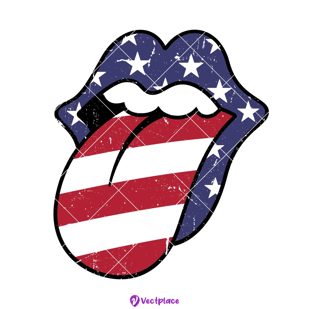 Lips Tongue Out SVG for 4th of July