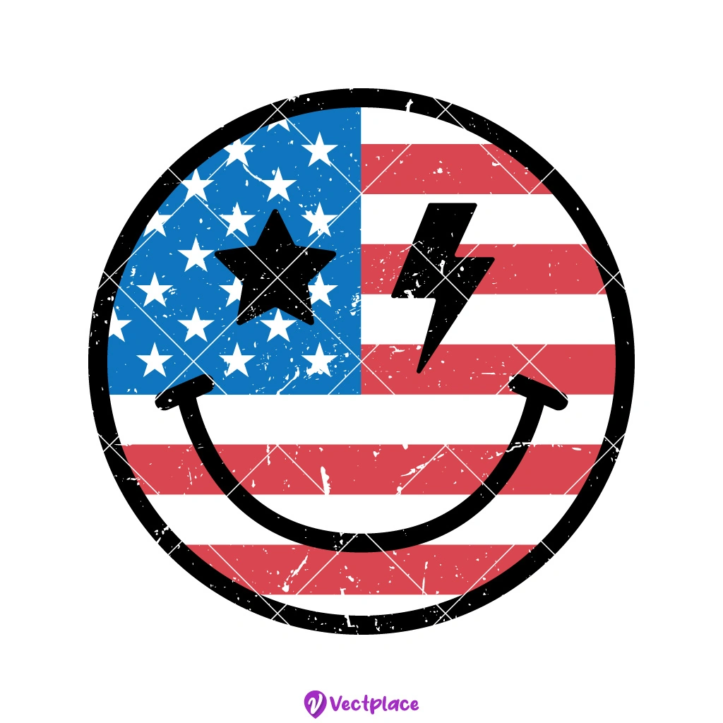 Retro Smiley Face SVG for 4th of July